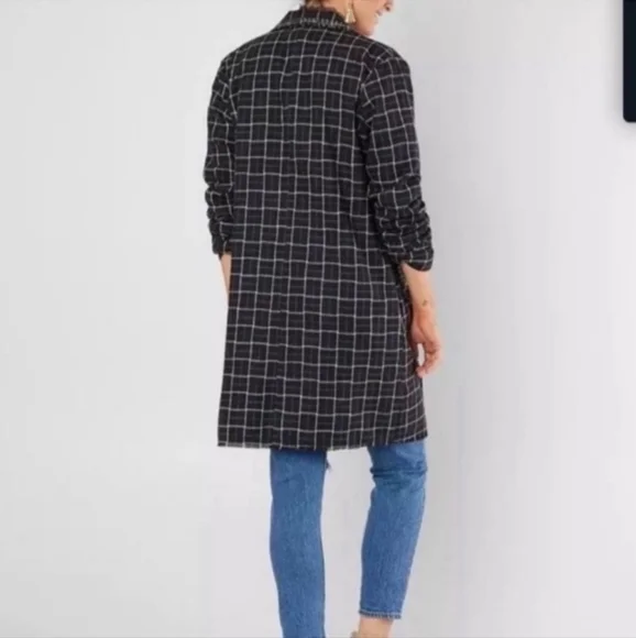 EUC GIMMICKS by BKE Studded Plaid Finge Duster Jacket MD - Picture 3 of 8